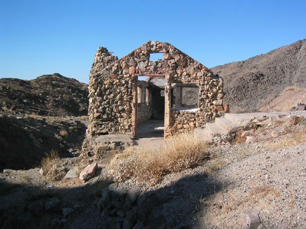 Remains of stone cabin at Alvord Mine.
