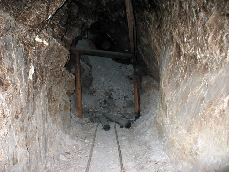 This is looking back at the cave-in that we just came over.