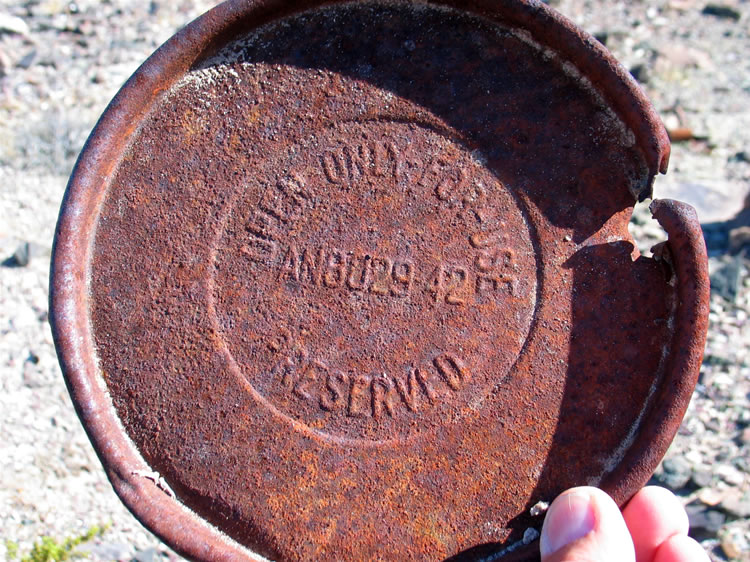 However, just as the intrusion of numerous modern tunnels makes it difficult to ascertain where the original Arcturus workings were, so does the overlay of relatively modern cans such as this one cloud the waters of the dump we're exploring.   The best that can be said is that we've proven that cans of sufficient age are present, even though there are more modern interlopers.