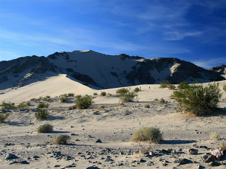 To the west is the now familiar sharp-edged dune showing by its shadow that it's late afternoon now.