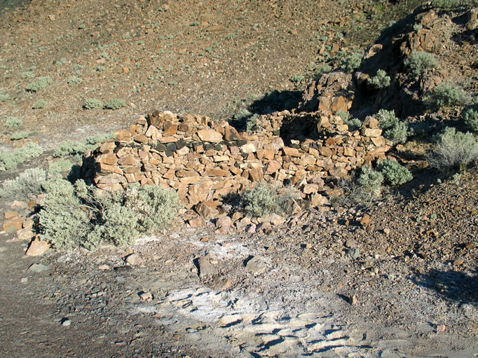 A closer view of the first cabin ruins.