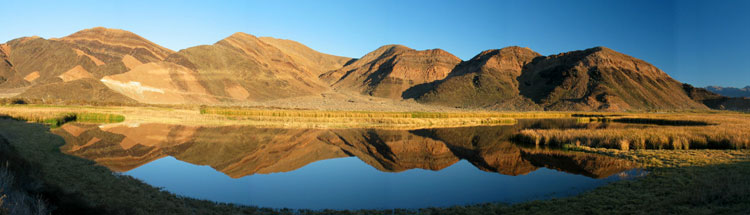 We'll leave you with this panorama looking east at the springs with the Ibex Hills in the background.