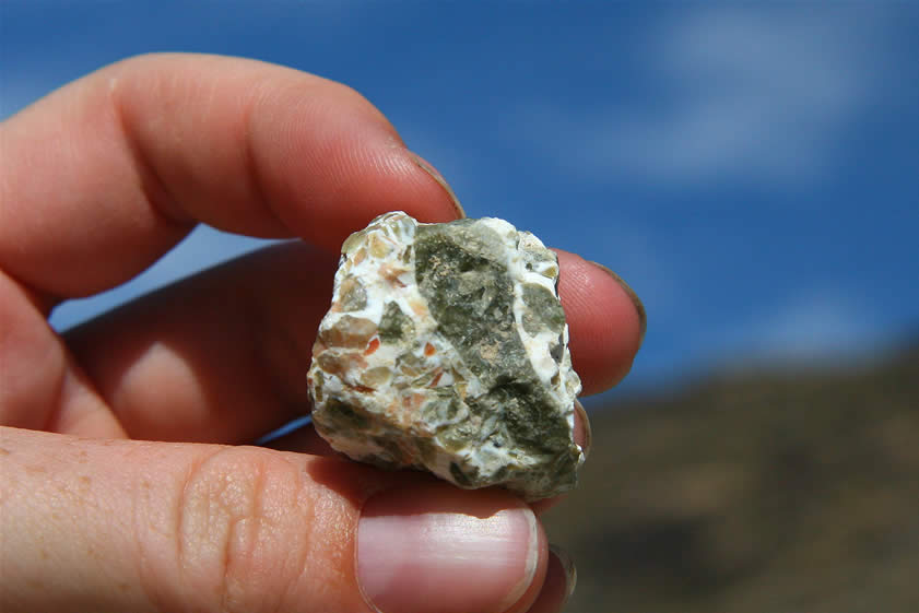 Not to be outdone, Niki scores with this piece of brecciated common opal.  At the end of the trip pics we've got a photo of this piece after we've polished it up.