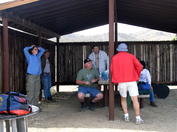 Our group unpacks and plans our afternoon exploration.