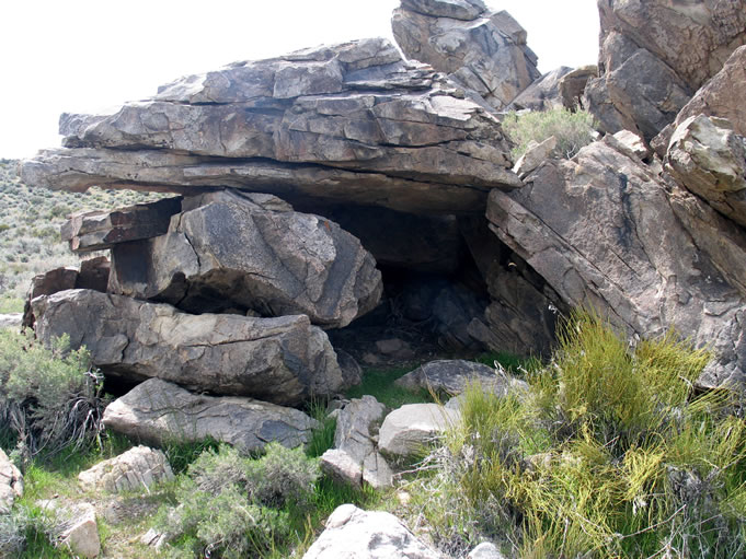 This rock shelter showed evidence of habitation with its soot stained ceiling and obsidian chips on the floor.