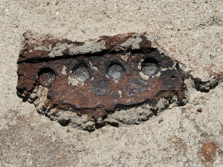 If you look closely you can find small remnants of the rusting iron tanks complete with rivet imprints.