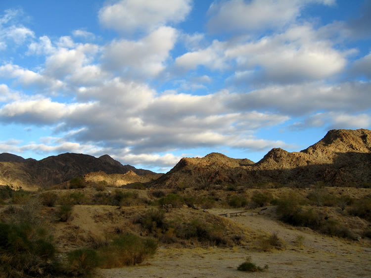 The trailhead is bathed in a soft early morning glow.