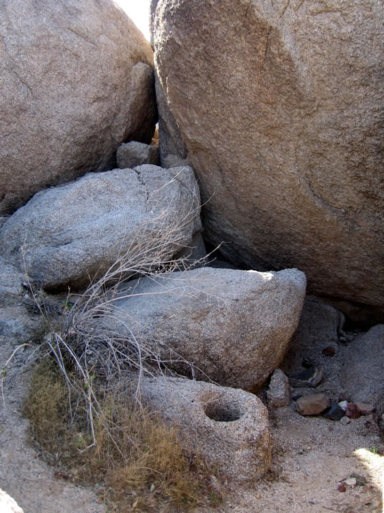 A single bedrock mortar adds to the other evidence of Indian habitation.