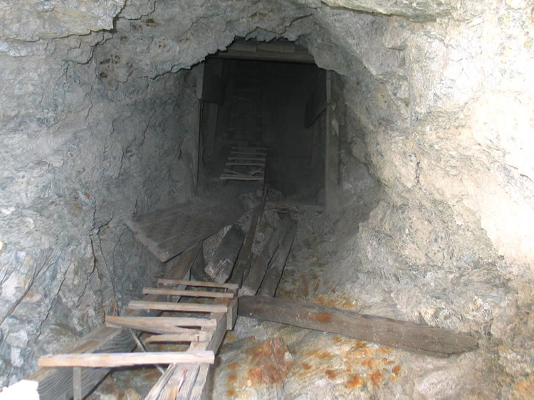 Looking down the vertical shaft.