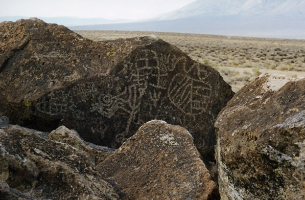 Lots of boulder climbing is necessary to find the many hidden petroglyphs.