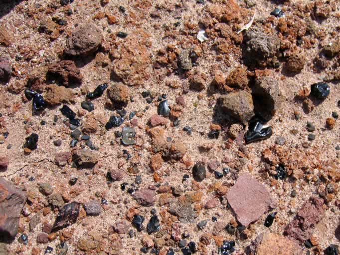 There were lots of small obsidian-like fragments.