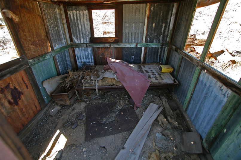 Here's a look at the inside of the cabin.  The bed, under the bed, and the far left corner of the cabin belong to a resident family of pack rats.