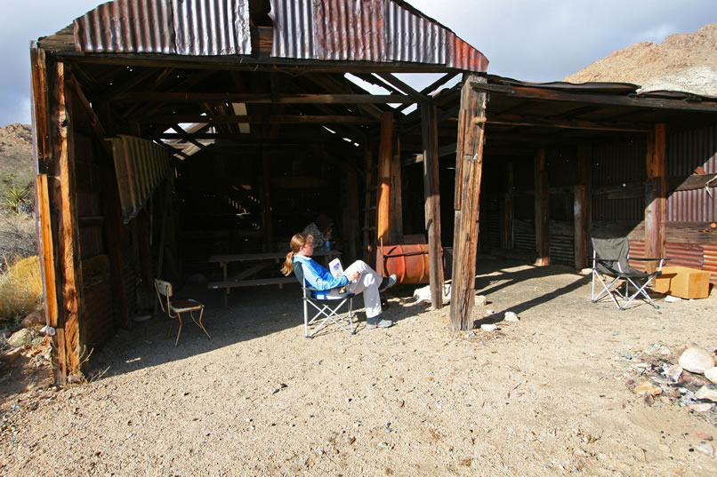 The metal shed, despite its creaks and groans brought on by the strong wind, proves to be a good spot to have some breakfast and wait for the weather to settle down.