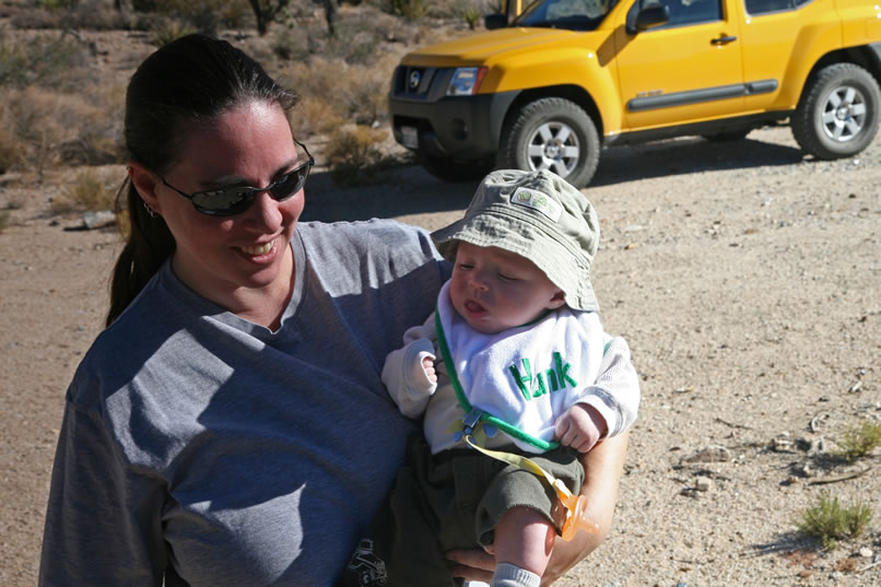 Guy and Alysia Starbuck's little four month old desert explorer, Aiden, is getting a guided tour from his mom.