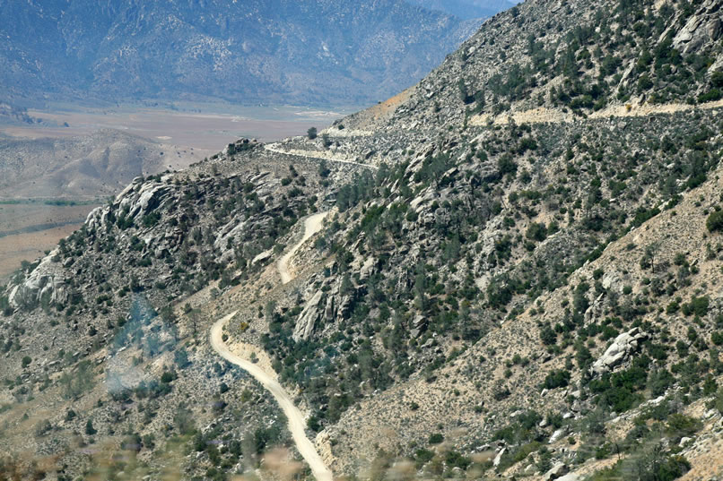 Here's a look back on part of the steep, winding road that has brought us up from the valley below.