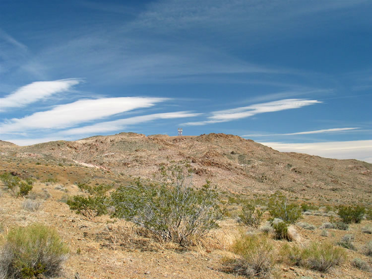 Finally, as the afternoon wears on, we spot the old microwave tower where we hope to set up camp.  This lofty perch should not only give us some spectacular views, but it's also only a couple of miles from the trailhead for tomorrow's hike to the Epsom Salts Mine.