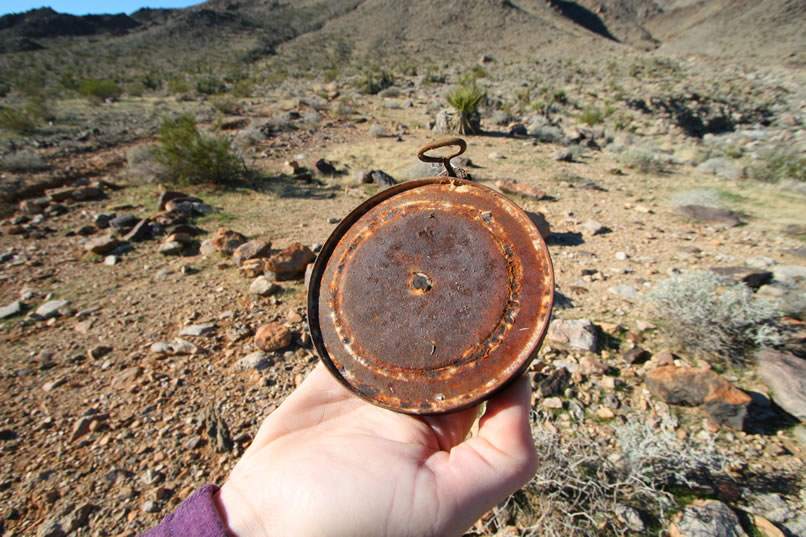 One thing that a can dump does, is to give an idea of the age of a site.  This can lid, and the one in the following photo, are the old soldered hole and cap design that dates from the late 1800's to the very early 1900's.