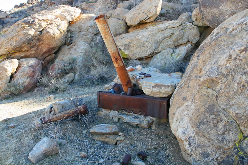 A little hunting around turns up the remains of an old stove that once was part of a 1920-ish miners' camp that was located here.  The next couple of photos show some other views of the sturdily built stove.