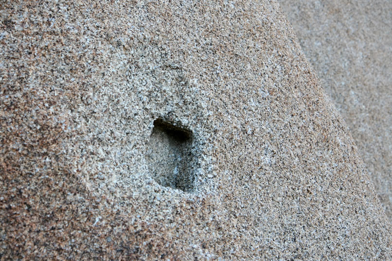 Here's a closer look at the notch in the boulder.