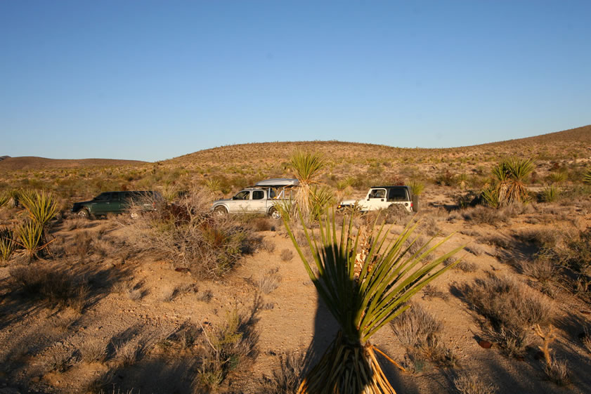 We've left the Leiser Ray now and are headed up into Tungsten Flat to find a campsite for the night.  Along the way, though, we come upon an area of prospects and shafts and stop to have a look.