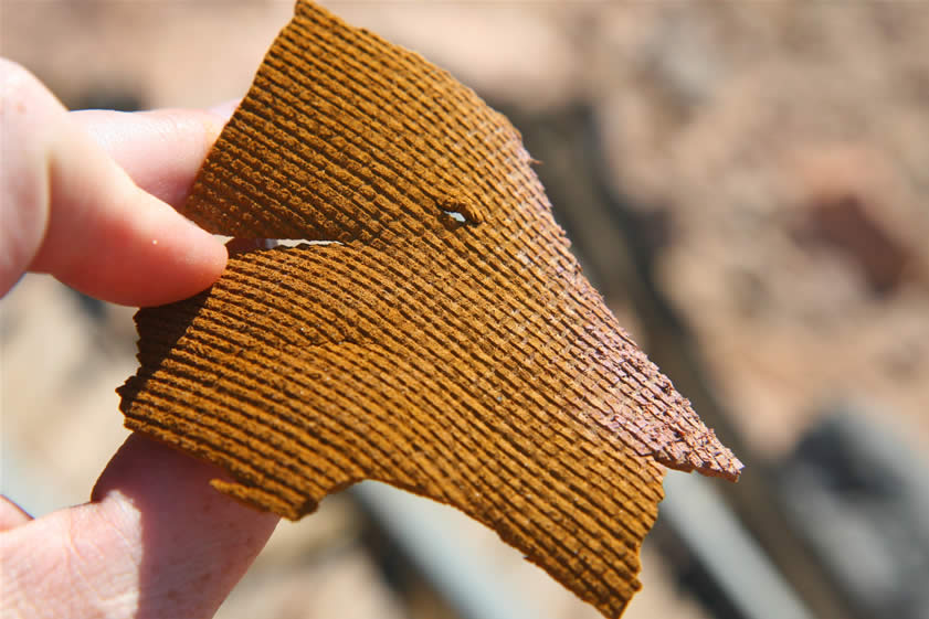 This material that we found scattered around is what the table would have been covered in to trap the gold particles.