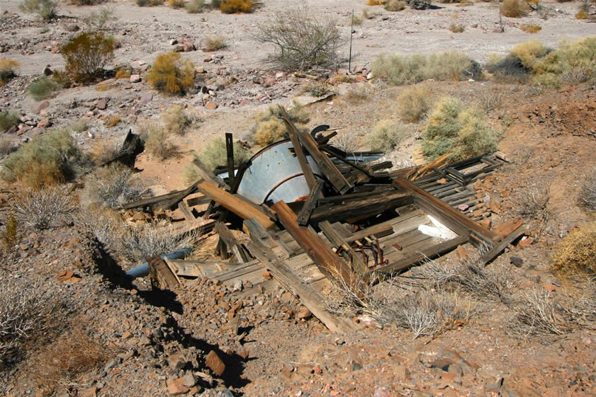 This shot from above gives a different perspective of the toppled cone and its associated wooden structure.