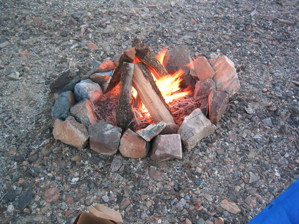 We were glad we brought wood for a campfire.