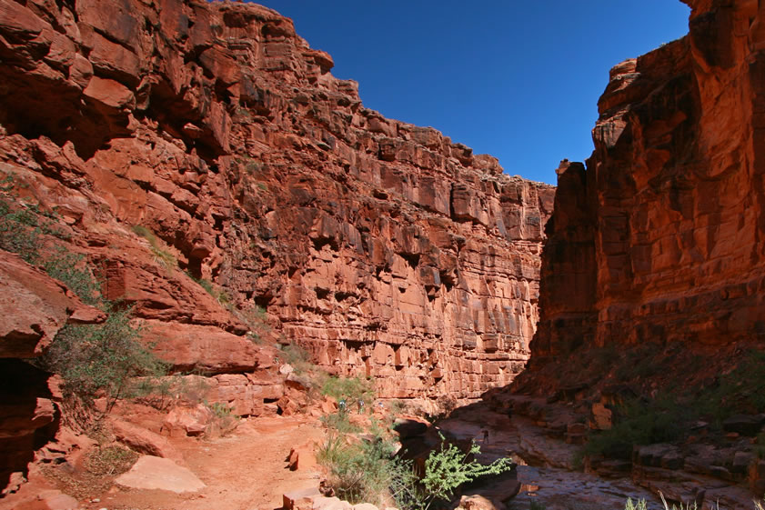 Near its junction with Havasu Canyon, Hualapai Canyon becomes narrower and deeper.