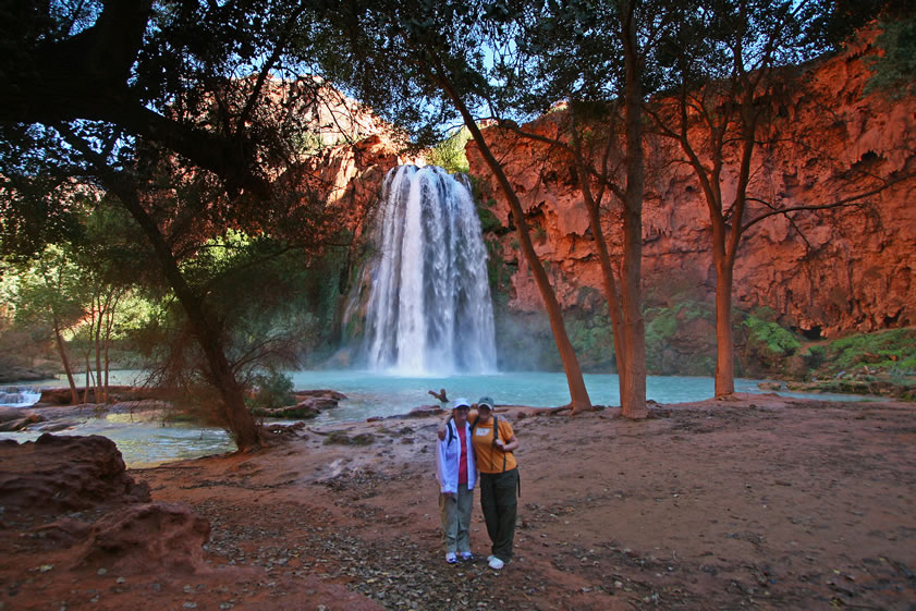 Jenny and Joyce at the base of Havasu Falls.