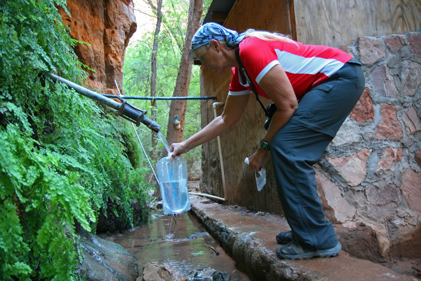 Along the way we stop at Fern Spring to top up our water supply.