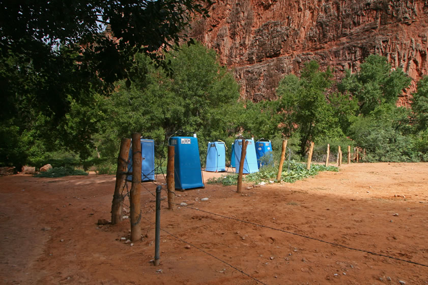 If the composting toilets are all busy, then it's over to the low tech porta-potties.