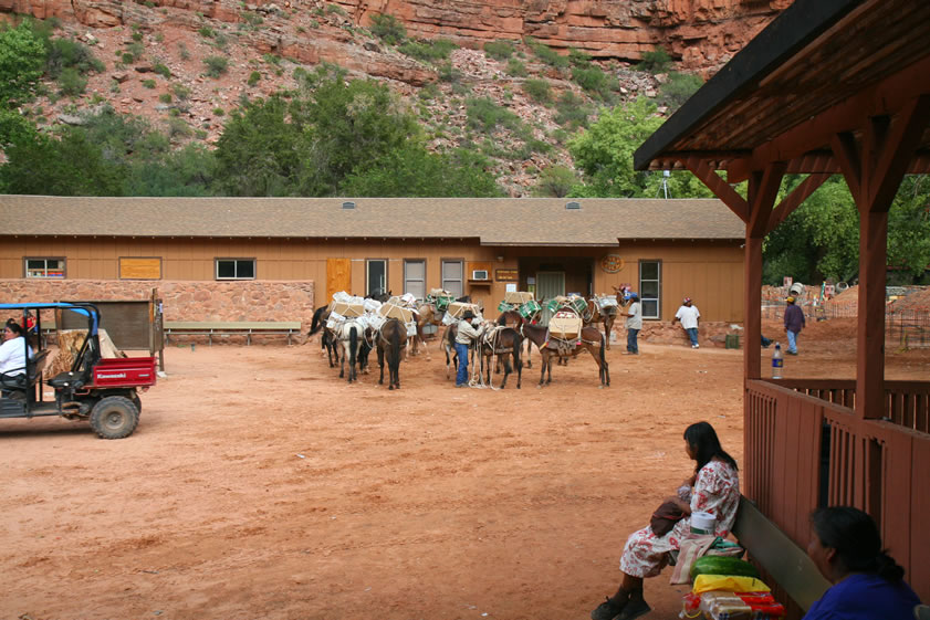 As we eat, a packtrain arrives and we watch as it unloads supplies in front of the village store.