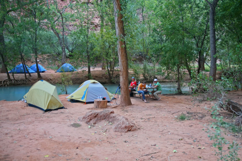 It's Friday afternoon and, as you can see from the newly erected tents across the creek, the weekend crowd is arriving.