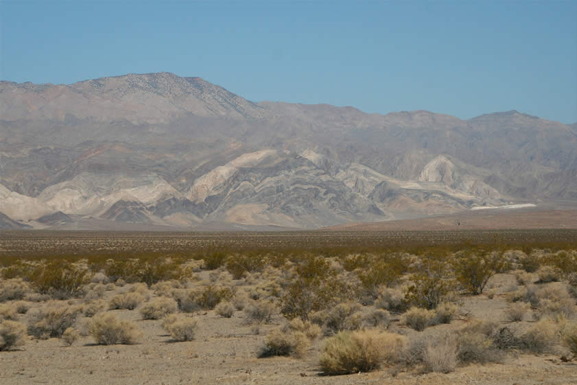 A nice view of the banded and folded geology of the Argus Range as we head north on the Trona Wildrose Road just past Ballarat.