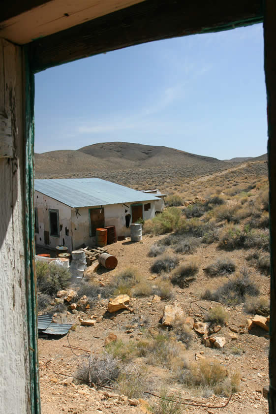 There's a nice view of the rear of the guest cabin from just inside the outhouse.