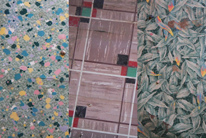 Several different linoleum patterns were used in these structures.  Here's a montage of three of them.