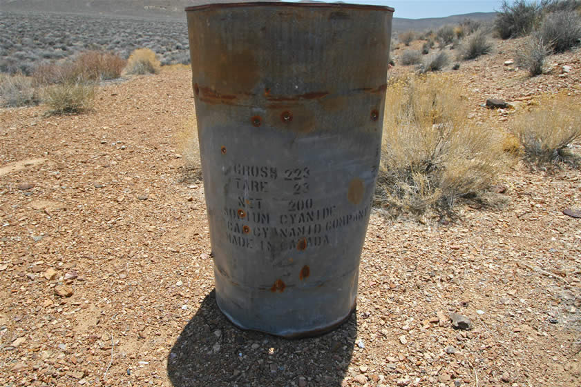 In 1916 the Cashier Mill was running the pulp from the five stamp Joshua Hendy mill over amalgamation plates and the tailings were then cyanided.  It's possible that this old cyanide barrel dates back to that period.