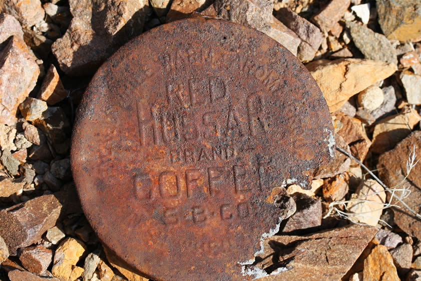 This is the other Red Hussar Coffee tin lid that we found.  Remember the Dzrtgrls motto of "Find it; leave it."  These historic artifacts are protected by law.  Take lots of photos but nothing else!