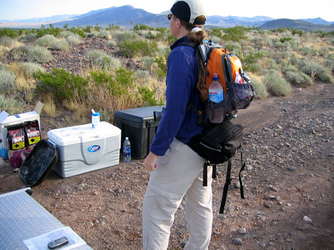 A geared-up Niki takes in the scenery before we head out.