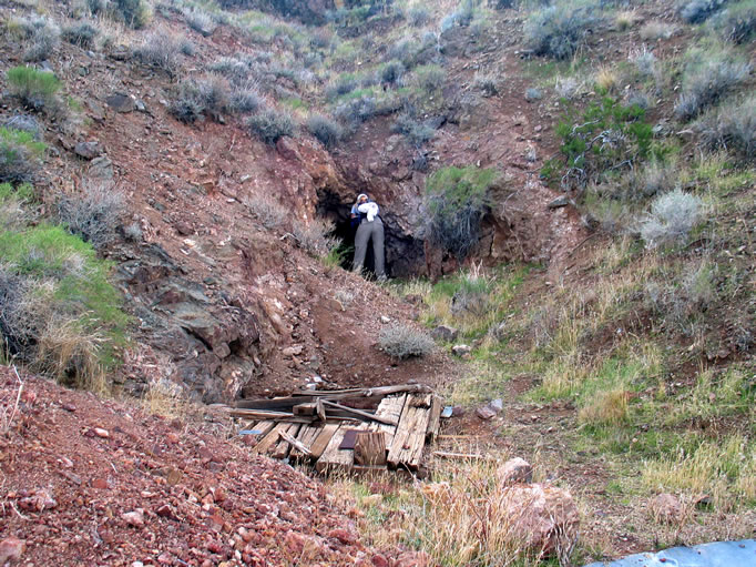 There was a mostly boarded over shaft and a tunnel.