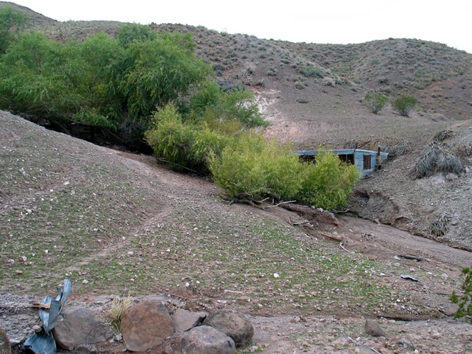 A view from the outhouse site to the cabin.