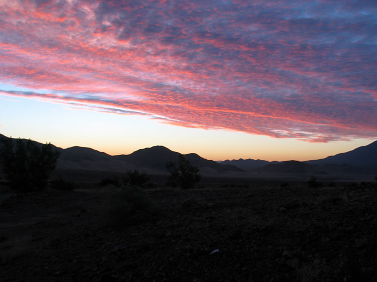 Dawn at our Ibex Hills campsite.