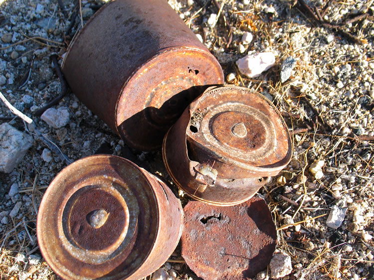 A cluster of hole and cap cans.