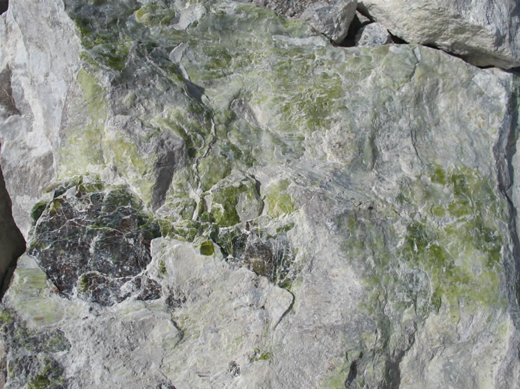 It's in this area that several other interesting rocks are found.  The first of these is yellow-green serpentine.