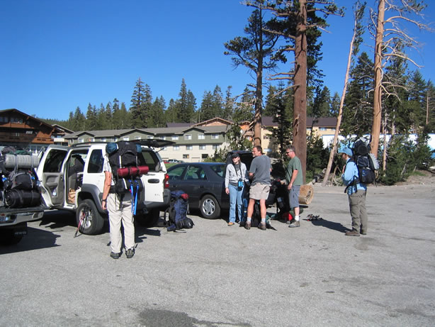 Getting ready for the shuttle bus to the trailhead.