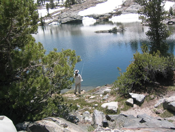 Fishing at Emerald Lake.