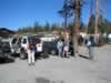 Getting ready for the shuttle bus to the trailhead. (85kb)