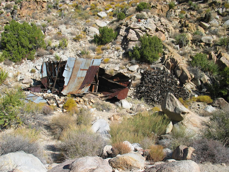 Next to it is a huge pile of what looks like juniper wood that has been cut and neatly stacked.