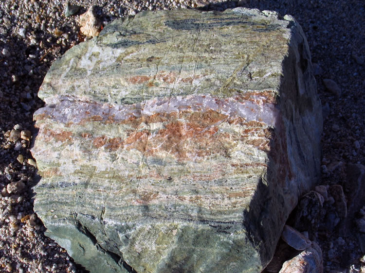 Some very nice banding and colors.  We wonder if this came from a nearby quarry that's shown on the topo map.  Unfortunately, there's not enough daylight left to do any further exploring.