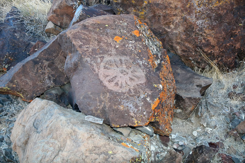 On the way back down the wash, we climb over into another drainage near the canyon entrance and find a few isolated petros here as well.  Here are a few of the images.